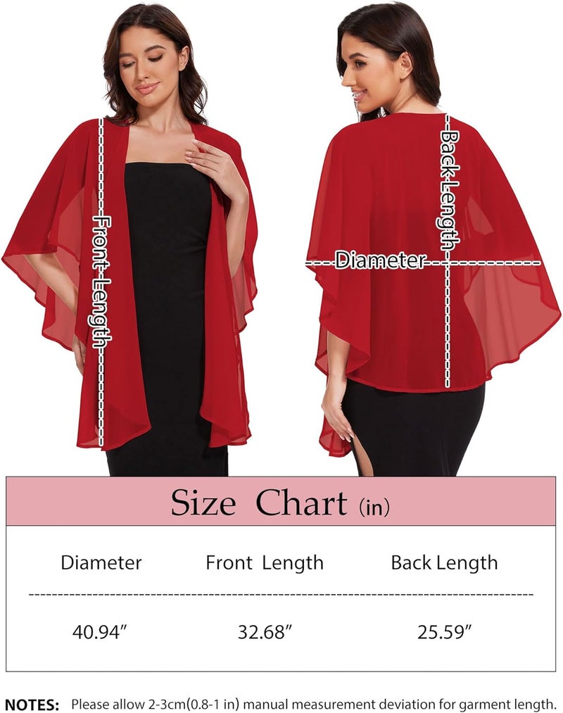 CHICGAL Shawls and Wraps for Evening Dresses Sheer Womens Chiffon Scarf Wedding Bridal Cover Up - Image 4